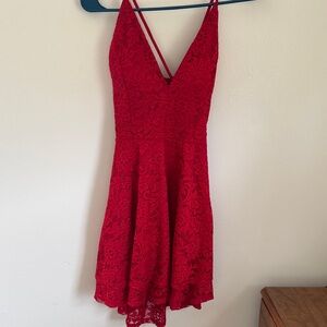 Chic Backless Red Lace Dress